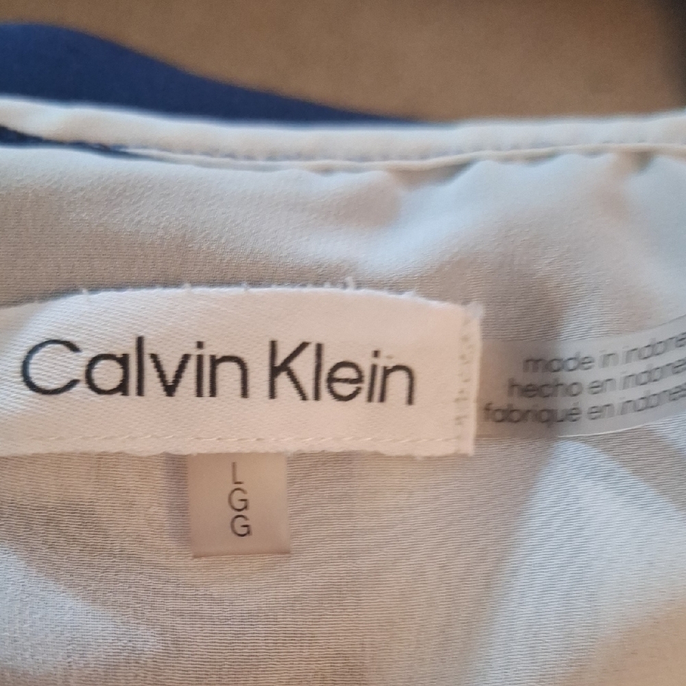Calvin Klein Navy and White Zebra Print Blouse Size Large - Picture 8 of 10